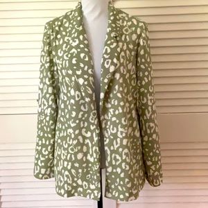 Andree Green Leopard Pattern Blazer Jacket Medium